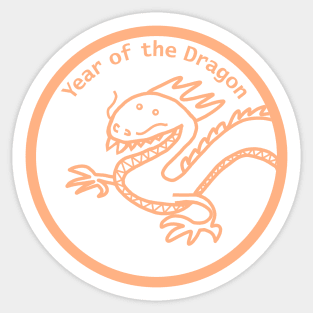 Year of the Dragon Portrait Peach Fuzz Sticker